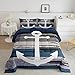 Anchor Rustic Wooden Design Bedding Set Nautical Themed Comforter Set for Kids Boys Girls Children Farmhouse Decor Comforter Ultra Soft Decor Ocean Duvet Set Queen