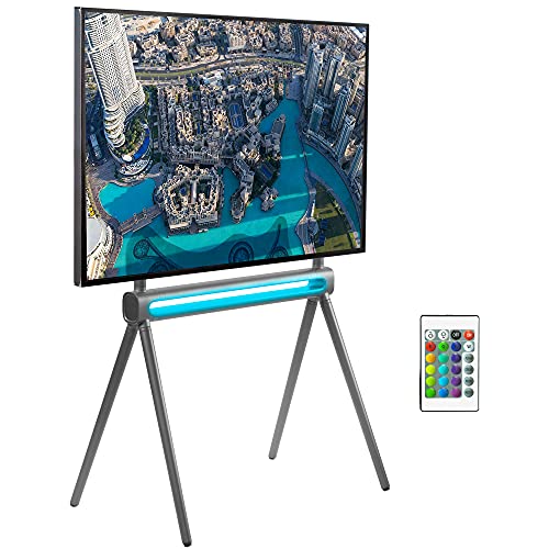 VIVO Artistic Easel 49 to 70 inch LED LCD Screen, Studio TV Display Stand with RGB Lighting, Adjustable TV Mount with 4 Legs, STAND-TV70C