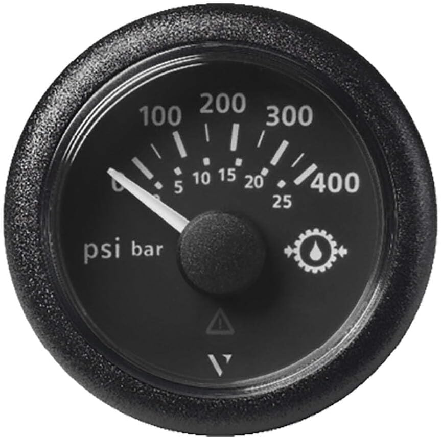 Veratron 2-1/16" (52mm) ViewLine Transmission Oil Pressure 400 PSI/25 Bar - Black Dial & Round Bezel