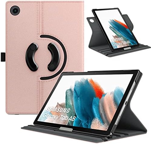 TiMOVO Case for Samsung Galaxy Tab A8 Case 10.5 inch 2021/2022 (SM-X200/SM-X205), 90 Degree Rotating Swivel Leather and Auto Wake-Sleep Function Case Fit Samsung A8 Tablet Case, Black