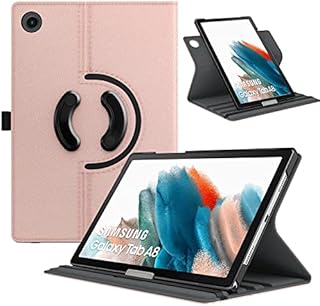TiMOVO Case for Samsung Galaxy Tab A8 Case 10.5 inch 2021/2022 (SM-X200/SM-X205), 90 Degree Rotating Swivel Leather and Auto Wake-Sleep Function Case Fit Samsung A8 Tablet Case, Purple