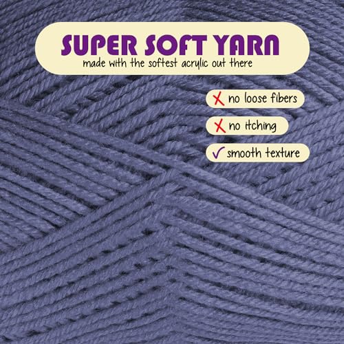 Image of Acrylic Yarn for Crocheting & Knitting - Soft Crochet Yarn for Crocheting, 370 Yards, Perfect for Crafts & Amigurumi, Medium Worsted Weight 4, Denim