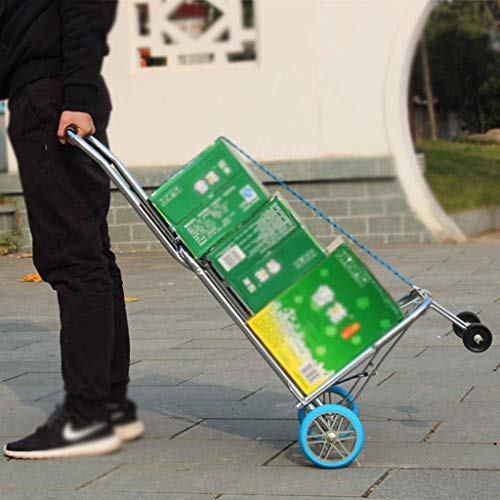 Image of AR Mall Foldable 4 Wheel Luggage Trolley - Stainless Steel Travel Handheld Carry Cart
