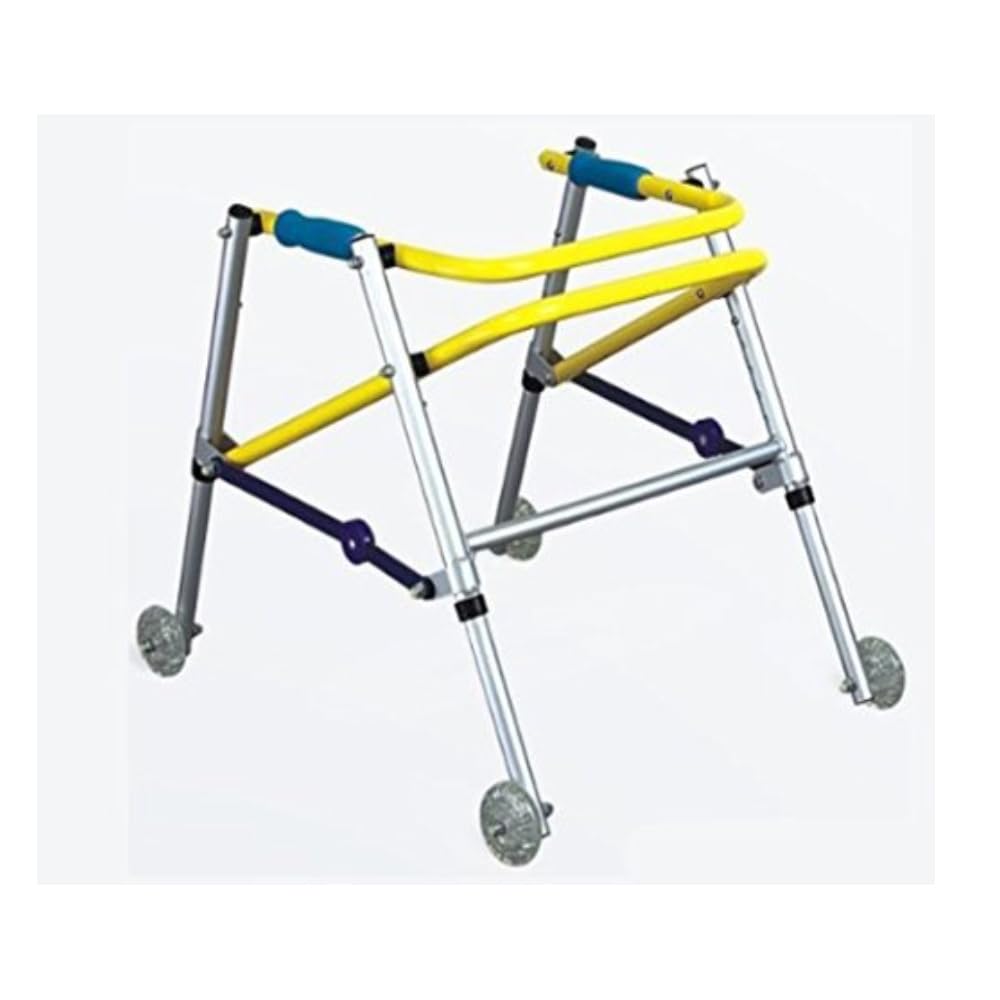 Curafit Child Reverse Walker Foldable Walker Folding Walking Frame for Children Height Adjustable Rollator Walker with Wheels Children Standing Walking Aid for Pediatric Disabled Injured Rehabilitation