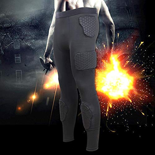 Keenso Pantaloni Antiscivolo in Cotone, Anti-collisione Eva Pantaloni Sportivi Lunghi Protezione Fitness Sport Pantaloni Sportivi da Portiere(L) Abbigliamento Protettivo per Lo Sport
