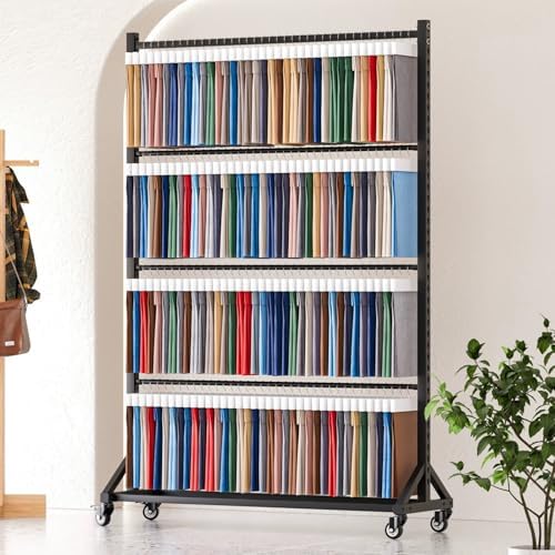 Heavy Duty Fabric Display Rack, Steel Scarf Organizer Hanger for Quilts, Blankets, Towels & Mats - Portable Storage Solution (174x45x205cm)