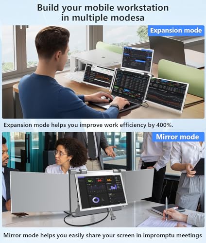 Image of YUTOO 4 Screen Laptop Monitor Extender | One USB-C Cable for M1 M2 M3 | 14 inch 1080P FHD IPS 4 Screen Monitor for Laptops 13.6~17.3 inch | Quad Screen Extender Display for MacBook /Windows /Switch /PS5