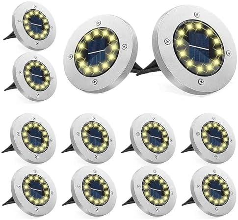 Bzavor 12 Stück Solar Bodenleuchten Aussen, 12 LEDs Solarlampen f...