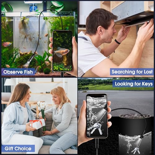 Jebousike Câmera Endoscópica com Luz, Ferramentas de Boroscópio Hd 1920P com 8 Luzes Led Ajustáveis,