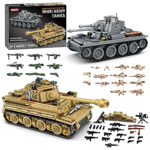 WINGIFT 1030 Piece WW2 Army Tanks Toy Building...