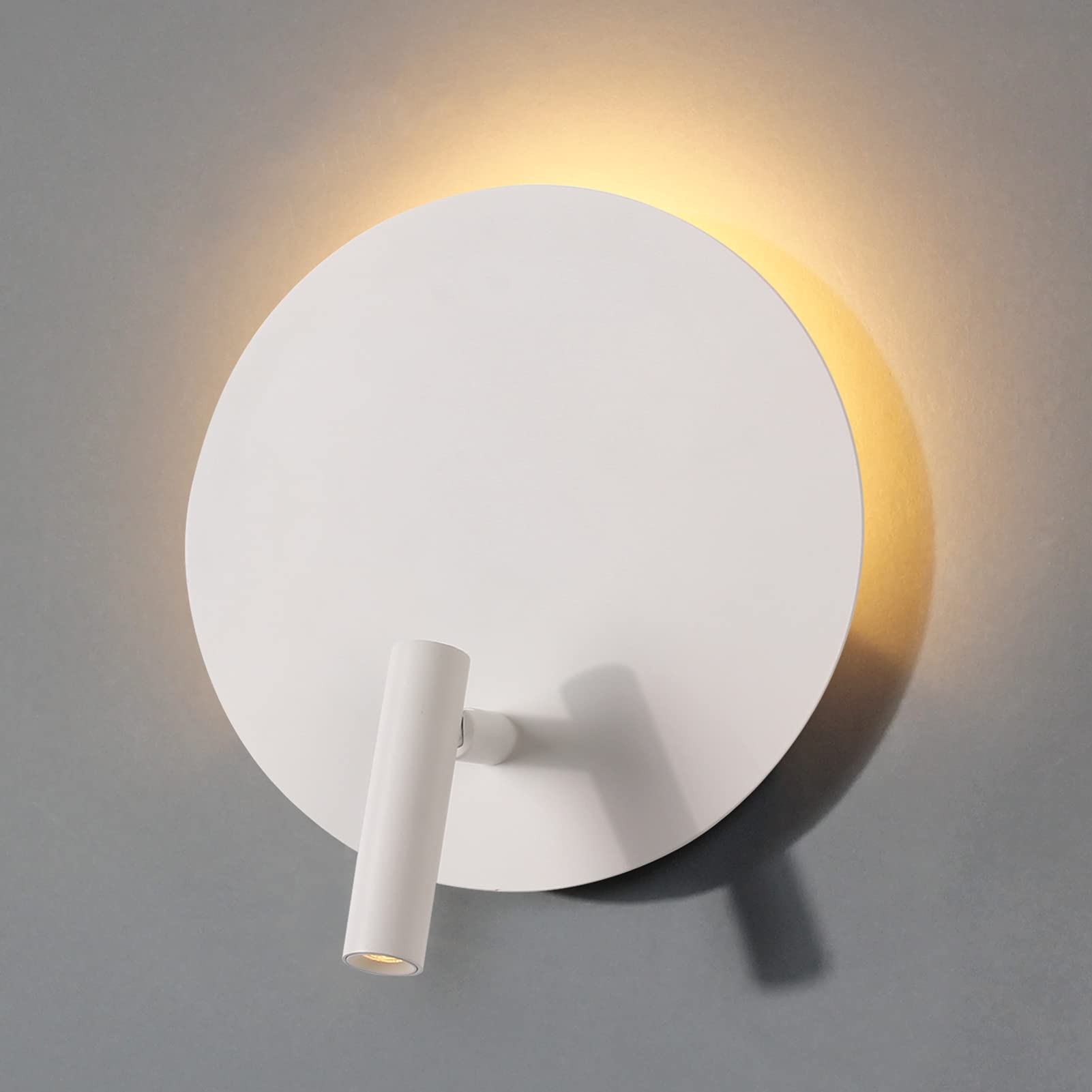 DAWALIGHT Applique Chambre Murale interieur blanche avec interrupteur et lampe de chevet lecture LED 6W+3W 3000k Blanc chaud pour livres salon, Aluminium