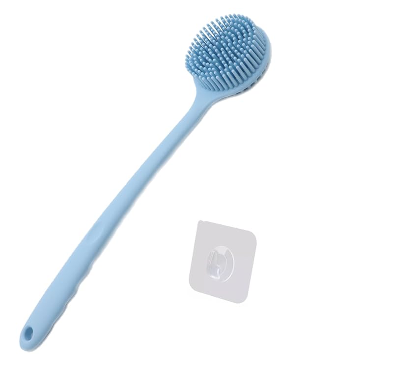 Escova de banho corporal de silicone Cinlitek com cabo longo e gancho
