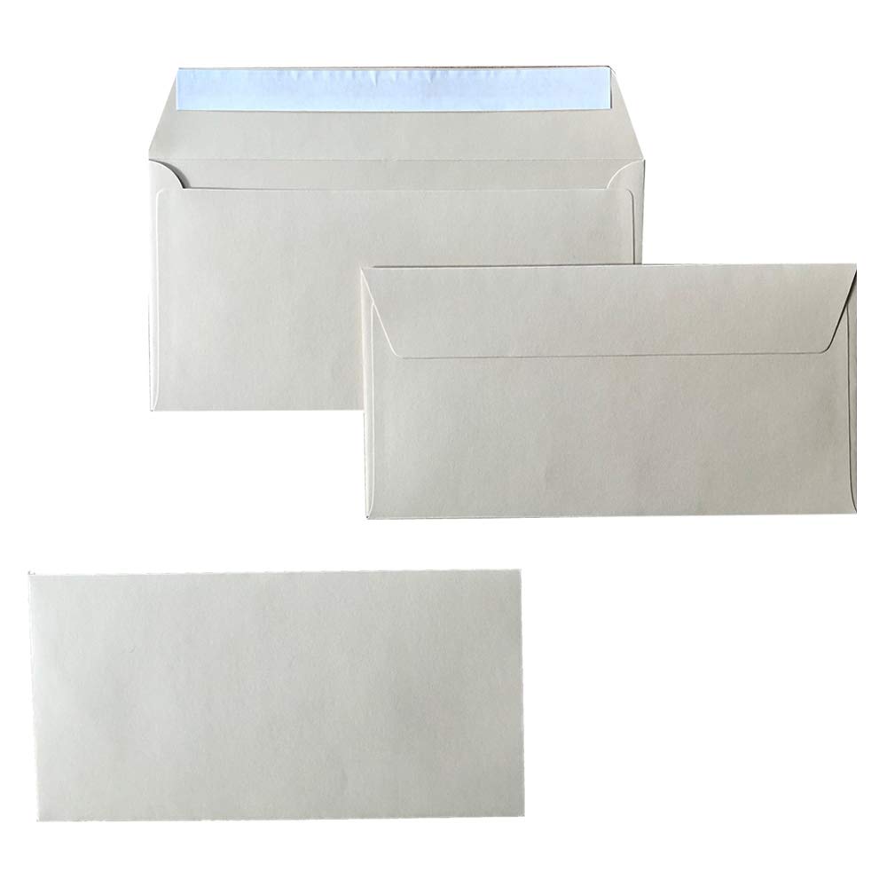 Enveloppes format DIN long, 110 x 220 mm, 120 g, rabat droit avec patte autocollante, idéales pour anniversaire, mariage, invitations, cartes de vœux, Noël 150 x 02 mm Crème
