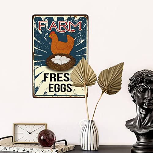 Retro Warning Chicken Metal Signs Wall Art Decorative Farm Aluminium Plaques Farm Fresh Eggs Vintage Iron Posters For Farm Decor 8X12 Inches #TOP1