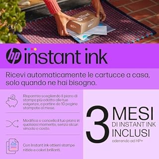 HP DeskJet 2820e 588K9B, Stampante Multifunzione a Getto d'Inchiostro A4 a Colori, Fronte e Retro Manuale, 7,5 ppm, Wi-Fi, Smart, 3 Mesi di Inchiostro Instant Ink Inclusi, Bianca