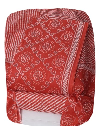 Image of DRAVINAM Trends Women's Premium Cambric Cotton Jaipuri Printed Unstitched Salwar Suit Dress Material with Mulmul Cotton Dupatta