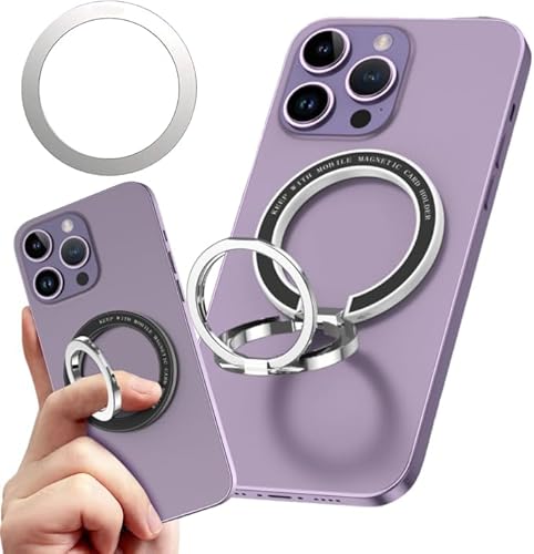 MAGNEVO スマホリング マグネット スマホスタンド メタルリング付き マグセーフリング付き 強力 磁石 スマホ落下防止 指リング 取り外し可能 メタルリング ワイヤレス充電対応 マグセーフ マグネットリング バンカーリング 金属製 2段階調整 折りたたみ アクセサリー 360度回転式 角度調整可能 全機種対応 白 ホワイト