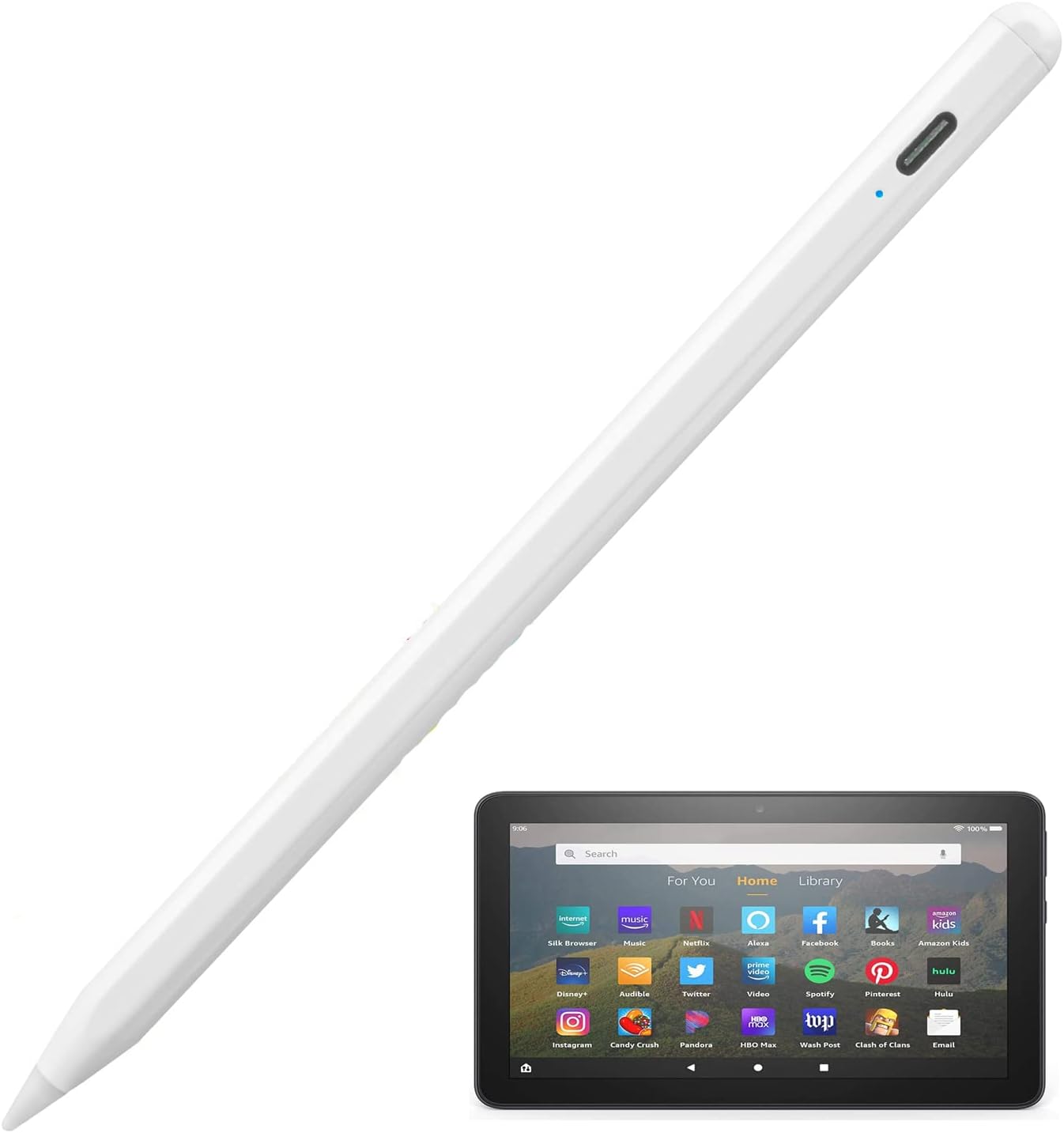 Active Stylus Pen for Amazon Kindle Fire HD 8 Plus,New Plastic Point Tip with Precise and Accurate Drawing Pencil Compatible with Amazon Kindle Fire HD 8 Plus Stylus Pencil,White