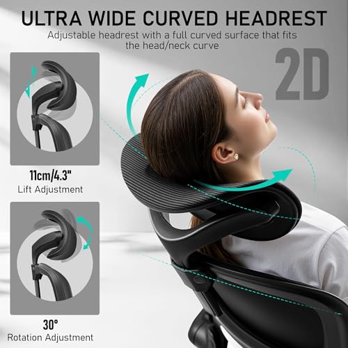 Image of BESTFAIR High Back Ergonomic Office Chair, Breathable Mesh Desk Chair with Lumbar Support, Adjustable Headrest, Flip-up Armrests, Computer Gaming Chair