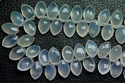 Calcédoine grise briolette marquise LKBEADS de 8x12mm pour création de bijoux uniques