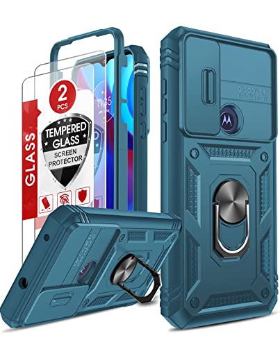 LeYi for Moto-G-Power-2022 Case: Moto G Pure Phone Case with Slide Camera Cover + 2 Pack Screen Protector, Military Grade 360 Full Body with Kickstand para Motorola G Pure Case, Blue