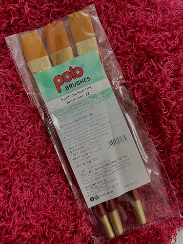 Image of polo Synthetic Hair Flat Brushes 12 | Pack of 3 | Premium Fine Edge Paintbrush Set for Acrylic, Wate