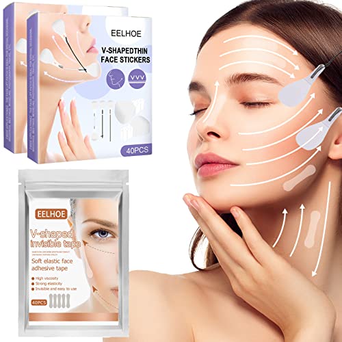 Lift Adhesivo Facial Invisible,120pcs Face Lift Tape Lifting Facial Parche Cuello y Barbilla Cinta Ojos De Estiramiento Facial Cinta Adhesiva Facial Lift Adhesivo Facial Lifting Cuello Cover