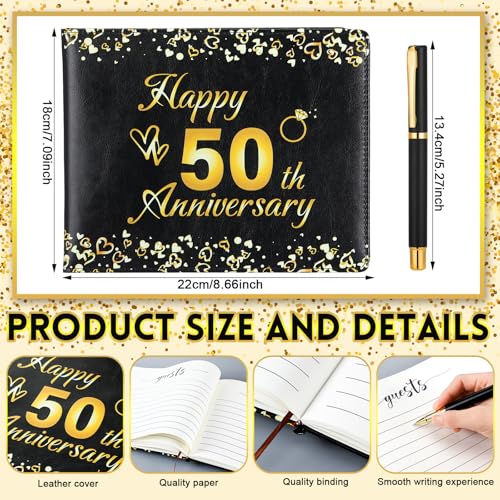 Image of Patelai Wedding Anniversary Guest Book Decorations Guest Book Sign Alternative 50th Commemoration Day Party Favors with Pen, 112 Pages (Popular Models)