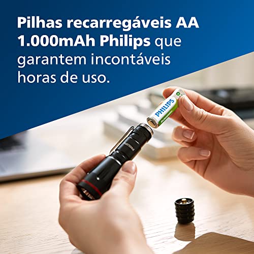PHILIPS Pilha recarregável AA 1.2V 1.000mAh, padrão, R6B2RTU10/59