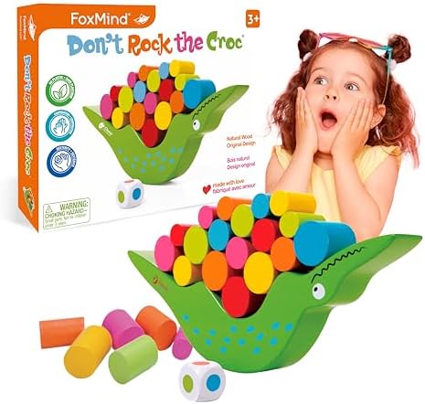 FoxMind Games: Don't Rock The Croc, Toddler Boy Girl Games, Kids Games 3-5, Multiplayer 3 Year Old Board Games for Family Fun - 1