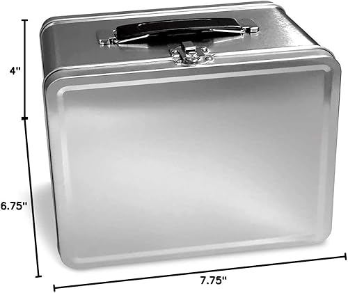 Miniatura 5 de Lunchbox.com Caja de almacenamiento de metal resistente y lisa estándar con mango de plástico, lata personalizable para trabajos de arte,