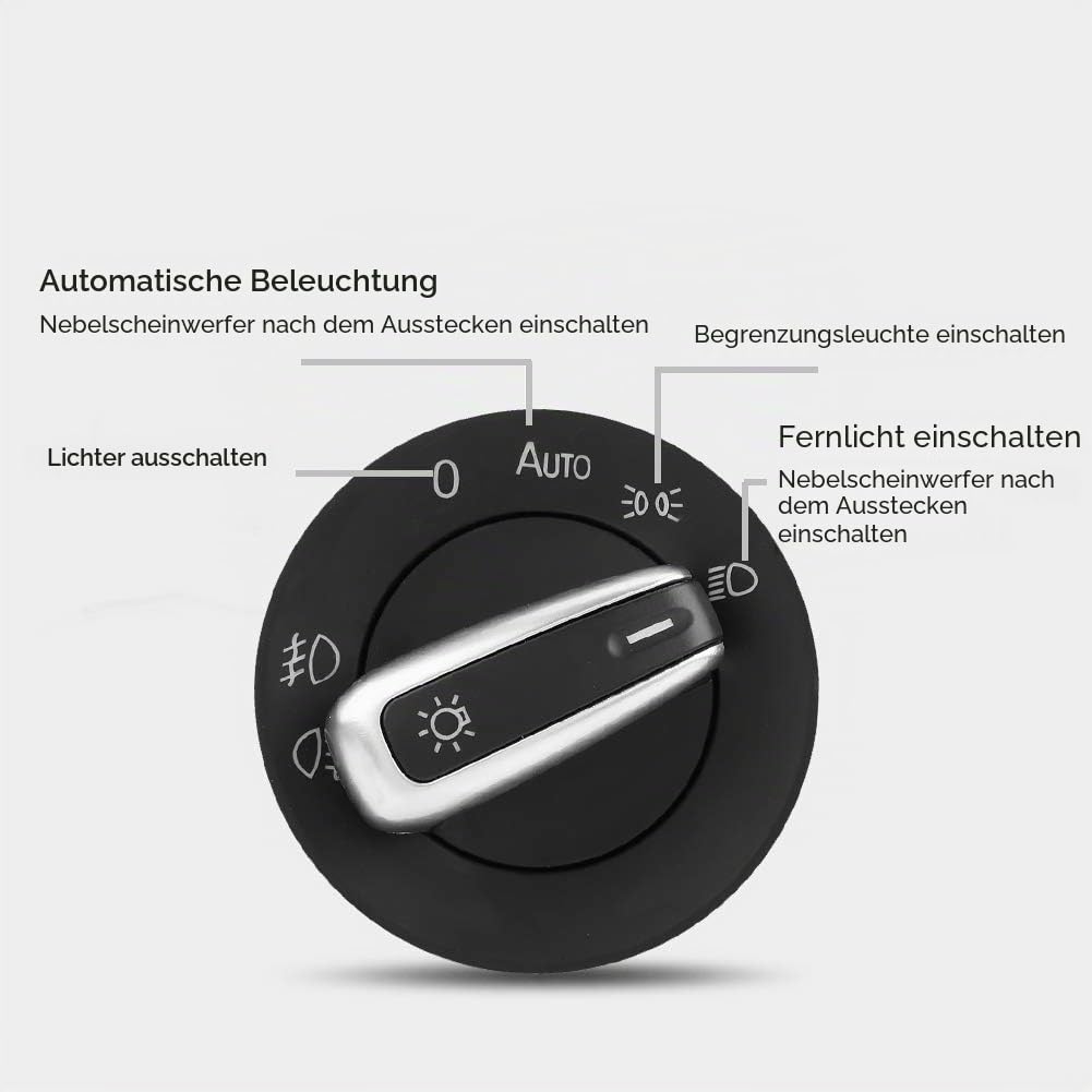 Keenso Auto Lichtschalter Modul, Auto Scheinwerferschalter Lichtschalter mit Lichtsensor Scheinwerferschalter 1Z0941431K für MK5 MK6