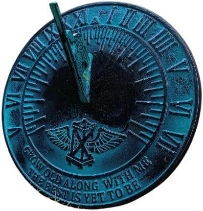 Brass New Salem Sundial – Cast Iron with Verdigris Finish, 10-Inch Diameter.