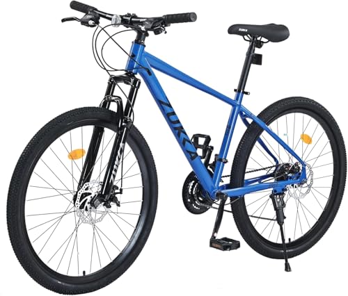 ZUKKA 26 Inch Mountain Bike 24 Speed Mountain Bike Steel Frame Adult Bicycle with Suspension Fork, Dual Disc Brake for Womens Mens Multiple Color