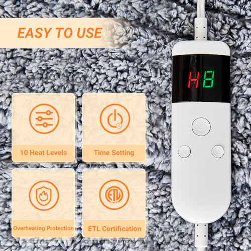 Manta Térmica Eléctrica Heated Throw 50"x60" con 8 Horas Apagado Automático y 10 Niveles de Calor miniatura 3
