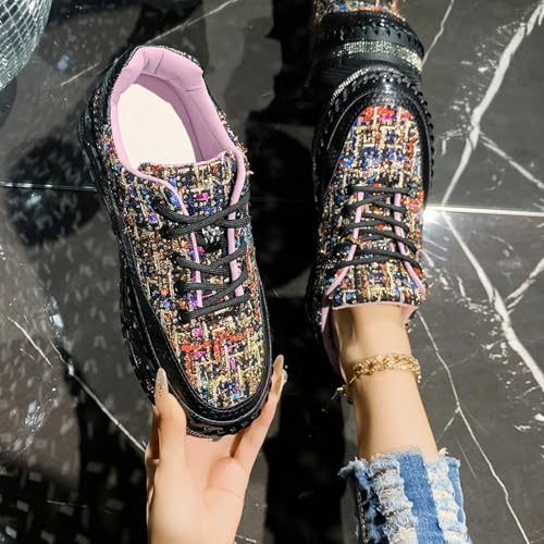 Women's Platform Chunky Sneakers, Woven Comfortable Casual Fashion City Travel Walking Shoes, Elegant Lace-Up Fashion Sneakers, Slip On Trendy Casual Shoes for Women2