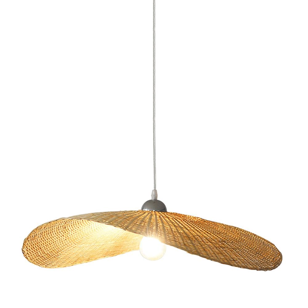 CJSLXGBL Pendant Light E27 Hanging Lights Bamboo Hanging Lamp Woven Basket Lampshade,Farmhouse Industrial Boho Ceiling Light Fixture For Living Room Kitchen Island