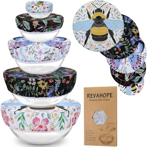 5Pcs Reusable Beeswax Elastic Bowl Covers for Bread Proofing and Food Cover - image 1