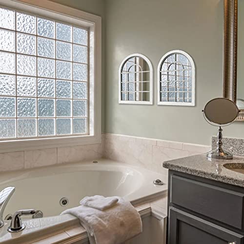 Zexuiru 2Pcs Arched Window Wall Mirror,Rustic Farmhouse Accent Mirror, Wood Framed Entry Mirror For Living Room,Bathroom,Bedroom,Kitchen,11.8X11.8Inches #TOP3