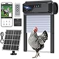 Automatic Chicken Coop Door with Camera, Solar Powered Smart Chicken Door with WiFi App Control, 1080P HD Night Vision, 5000 mAh Battery, Anti-Pinch Safety, Smart Alerts, Space-Saving Roll-Up Design