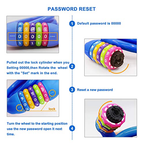 Idealux Bike Locks Cable - 4 Feet Resettable Cable Lock - Self Coiling 5 Digit Combination Bicycle Lock (Blue) … #TOP3