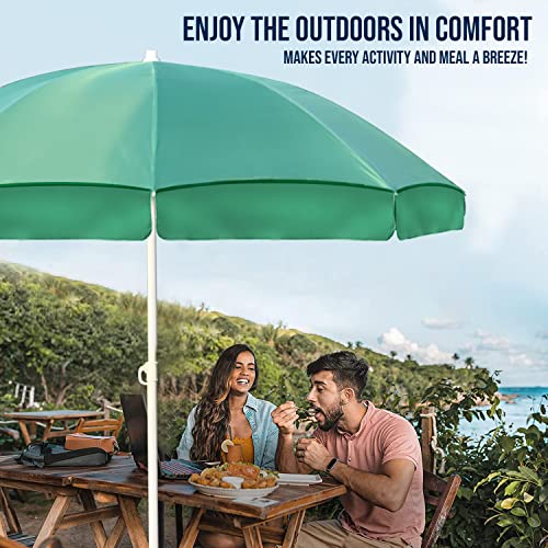 Image of OUTO Outdoor Garden Umbrella with Stand Holder Big Size Waterproof Heavy Duty Cloth Balcony Shedding Cantilever Patio Canopy for Rain & Sunshade Protection (7ft Height /42in Rib Arm Length, Dark Green)