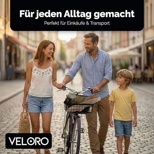 VELORO Gepäcknetz für Fahrrad - Stabil & Flexibel - Netz für Fahrradkorb hinten - Passend für Gepäckträger & Motorrad - Fahrradkorbnetz/Spannnetz Klein - Sicherheit & Ordnung unterwegs