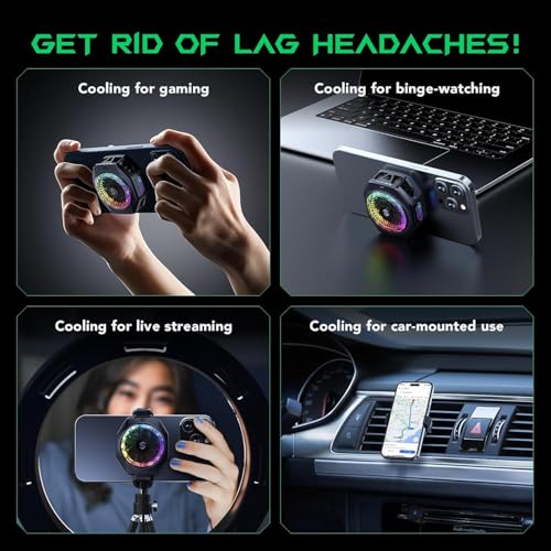 Image of Cubonic Black Shark Magnetic FunCooler 5 Pro - 18 Addressable RGB LEDs, Detachable Grip, APP-Controlled Thermostatic Cooling Fan compatible for iPhone MagSafe /Android /iPad