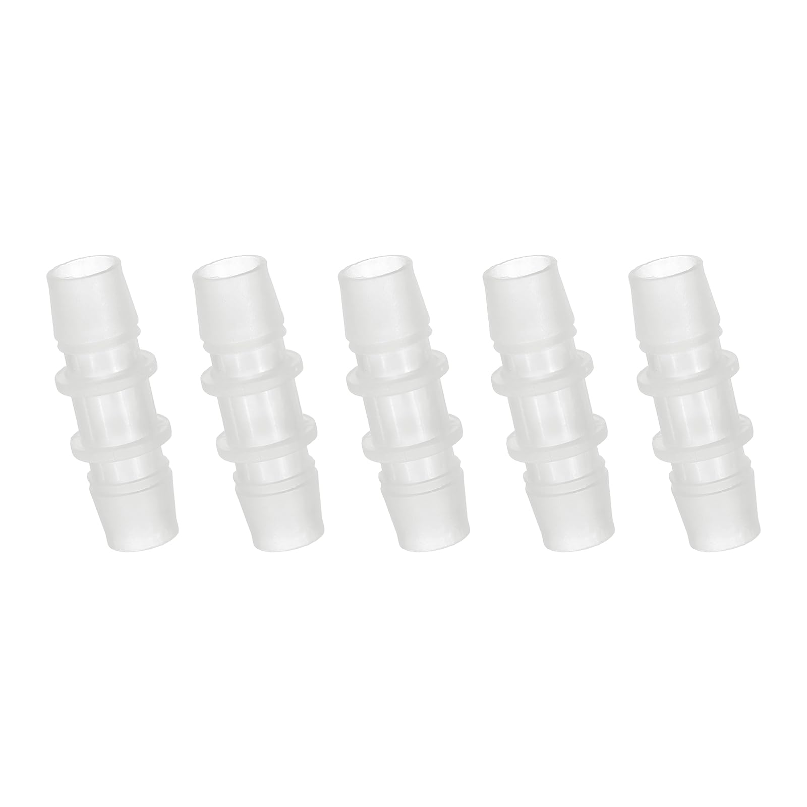 sourcing map 5pcs Plastic Hose Barb Fitting, 1/2" Barbed Hose Pipe Fitting Splicer Mender Joint Adapter for Water Liquid Fuel Line Tube, Clear