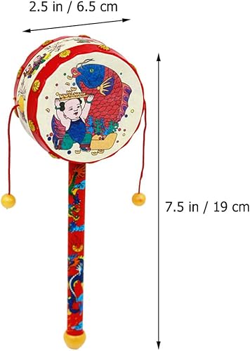 Miniatura 5 de Kisangel 2 unids mono tambor chino tradicional bebé sonajero giratorio Juguetes musicales de mano para niños