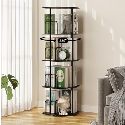 SUNMORY 4 Tier Rotating Bookshelf Tower, Revolving 360 ° Spinning