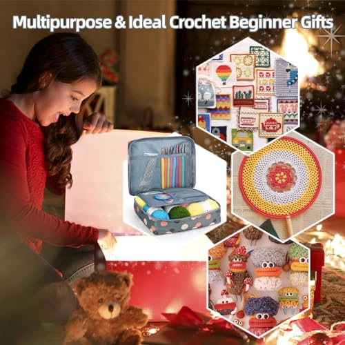 Image of Katech Beginner Yarn for Crocheting and Knitting-Crochet Yarn Kit for Beginners-Includes 382 Yards Cotton Yarn Balls, Hooks, Accessories, Tutorials, Ideal Starter Kit for Kids Adults Professionals