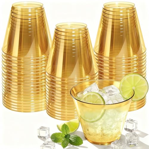 Glowserve 9 oz Clear Plastic Cups Green Plastic Disposable Cups