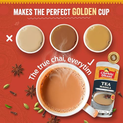 Image of Chokhi Dhani Kadak Chai Masala 50g | Premium Tea Spice Blend with Cardamom, Cinnamon, Ginger, Black Pepper & Fennel | Strong, Aromatic Indian Masala Chai Powder | Immunity Boosting Kadak Chai Mix